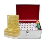 HDICUHNANU Mahjong Set Chinese MahJongg Tile Set Mah-Jong With Storage Box Chinese Mahjong Game 144 Tiles Family Game(Gold,40mm)