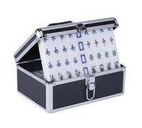 HDICUHNANU Mahjong Set Chinese Professional Chinese Mahjong Set Mah Jong With Box 144 Numbered Tile Family Game(Black,37mm)