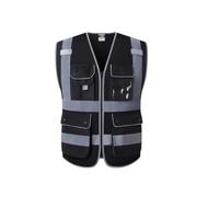 HDICUHNANU Reflective Suit Reflective Vest Traffic Construction Site Supervision Clothing Eflective Jacket(Black,L)