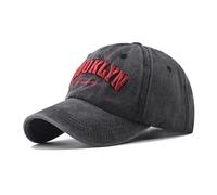 HDiGit Unisex Vintage Brooklyn Baseball Cap for Mens Women Baseball Cap Mens Baseball Cap Washed Cotton Baseball Cap (Cotton, Black)