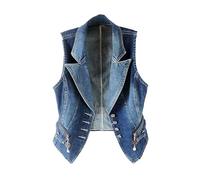 HDIJDY Denim Waistcoat,Denim Waistcoat Women Cowboy Waistcoat Solid Color Sleeveless Plus Size Lightweight Jean Jacket Spring Summer Buttons Vests Open Front Shirt Coats Outerwear