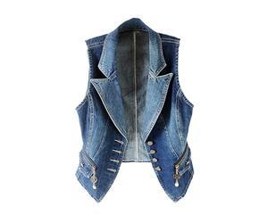 HDIJDY Denim Waistcoat,Denim Waistcoat Women Cowboy Waistcoat Solid Color Sleeveless Plus Size Lightweight Jean Jacket Spring Summer Buttons Vests Open Front Shirt Coats Outerwear