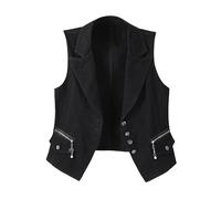 HDIJDY Jean Waistcoat,Denim Waistcoat Women Cowboy Waistcoat Solid Color Sleeveless Plus Size Lightweight Jean Jacket Spring Summer Buttons Vests Open Front Shirt Coats Outerwear Black Xxl