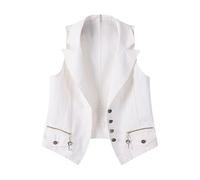 HDIJDY Jean Waistcoat,Denim Waistcoat Women Cowboy Waistcoat Solid Color Sleeveless Plus Size Lightweight Jean Jacket Spring Summer Buttons Vests Open Front Shirt Coats Outerwear White M