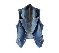 HDIJDY Women's Gilets,Denim Waistcoat Women Cowboy Waistcoat Solid Color Sleeveless Plus Size Lightweight Jean Jacket Spring Summer Buttons Vests Open Front Shirt Coats Outerwear Dark Blue Xl