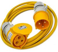 Hdiuk - 10 Metres 110 Volt 32 Amp Yellow 4mm2 Hookup Extension Lead Uk Made