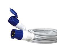 HDIUK 16A IP44 10 Metre mains hookup cable plug to Socket for Camping, Stage, Industrial and indoor / Outdoor use. White commando AC Generator / Site / marina / Boat / mains power hookup lead 16 Amps