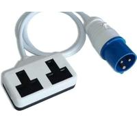 HDIUK 5m IP44 blue commando plug to twin UK 13A Heavy duty Sockets. Fly lead converter ideal for use in computer enviroments, industrial, camping etc