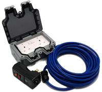 Hdiuk Diy Wiring Kit Rcd To Twin Ip66 Switched 13A Outdoor Power Sockets Blue 5 Metres