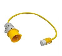 HDIUK Industrial Power Converter, 32 Amp CEE 110V to NEMA 5-15 US Socket, Yellow Cable Adapter. UK Made (1 Metre)