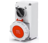 Hdiuk - Locking Outdoor Mains Power Socket Red 5-Pin 3-Phase 415 Volt 3-Pin 32 Amps Cee