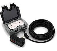 HDIUK Outdoor socket wiring kit RCD to twin IP66 Switched 13a Sockets (5 Metre Cable, Black Cable)