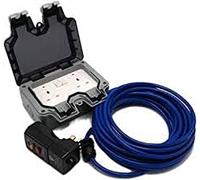 HDIUK Outdoor socket wiring kit RCD to twin IP66 Switched 13a Sockets (5 Metre Cable, Blue Cable)