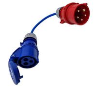 Hdiuk - Uk Made 3-Phase To Single Phase 16A 5-Pin Red Plug To 16A 3-Pin 230V Coupler Socket. 4mm2 Fly Lead For Dg Mains