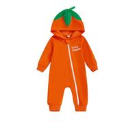 Hdjbinsk Unisex Baby Boy Elegant Long Sleeve Letter Baby Bodysuit Halloween Infant Boys Long -sleeved Baby Halloween Hooded Zip Bodysuit (Orange, 0-3 Months)