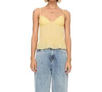 Hdjbinsk Women's Pleated Camisole Mini Bowknot Front V-Neck Lace Cropped Tops Y2k Spaghetti Strap Camisole Crop Top Mesh See Through Slim Fit Tank Top Going Out Shirt Party Streetwear Yellow