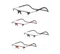 HdjjLtor 4 Pack Half Rim Hanging Reading Glasses, Magnetic & Adjustable, 1.00-4.00 Diopters, Unisex-Adults