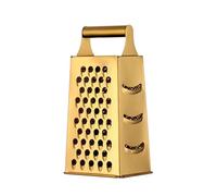 HdjjLtor Kitchen Cheese Grater, Shred Tool Non-Slip Stainless Steel Box Grater 4-Sided Stand Grater with Metal Handle for Vegetables And Fruits,Gold