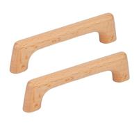 HDJNal 2 Pcs Nordic Solid Wood Cabinet Handle, Long Flat Bridge Drawer Pulls for Dresser, Cupboard, Wardrobe, Kitchen Cabinets, Beach Wood Wooden Furniture Hardware-CC:96mm