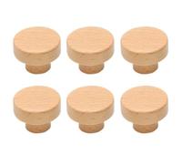 HDJNal 6PCS 35mm Natural Wooden Door Knobs/Pull Handles/Door Handles for Dressers and Bathroom Cabinets, Bedroom Drawers, Kitchen Cabinets, and Living Room,Simple Design
