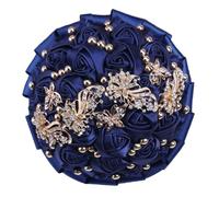 HDKAH Sage Bouquet Artificial Flowers For Bridal Bouquets And Bridesmaid Bouquets Wedding Flower Decorations, Navy Blue Gold Jewel, 4 Pack, 21 cm, Silk Plastic, Round, Elegant Formal, Bouquet