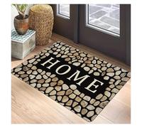 HDKAH Stone And Tile Pattern Doormat Non-Slip Bath Mat 100% Polyester Living Room Bedroom Kitchen Rug Indoor Outdoor Home Decor Carpet(Black)