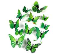 HDKAJL 3D Butterfly Wall Stickers - 72Pcs Enchanting Decorations for Bedrooms, Perfect for DIY Christmas & Birthday Parties - Create Your Dream Space (Green)