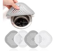 HDKAJL 4 Pcs Drain Cover/Set, Bath Plug, Sink Strainer, Suitable for Shower, Bathroom, Kitchen, Bathtub Sinks, Silicone Suction Cup High Adsorption Capacity, Stain And Odour Resistant(Grey, White)