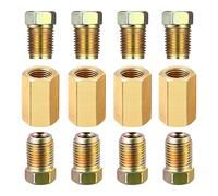 HDKEAN 7/16-24 Inverted Line Fittings 1/4" Brass Straight Inverted Flare Female Brake Line Adapter Fitting 12Pcs Car Accessories