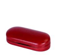 HDKEAN Double Layer Glasses Case For 2 Pair Of Glasses, Portable, Hard Metal & PU Leather, Red