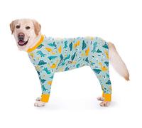 HDKUW Large Dog Recovery Suit, Anti-Shedding Dog Pajamas,After Surgery Dog Onesie, Warm Dog Shirt Coat for Medium Large Dog Green Dinosaur 30#