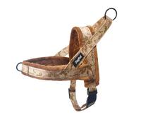 HDKUW Plush Dog Harness,No Pull Step in Adjustable Dog Harness Vest for Cold Weather,Pet Harness for Small Medium Large Dogs Brown Camouflage M