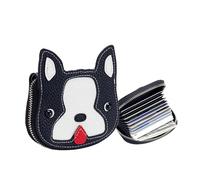 HDKXBEJ Cute Card Holder Wallet for Women Zipper Credit Card Holder With Card Slot Leather Small Wallet Mini Wallet Gift for Her, Black, Cute
