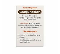 HDKYSWBUEJ Homeschool Poster Conjunctions Parts of Speech Grammar Chart Educational Wall-Art for Classroom Home Learning Decor(Unframed,08x12inch(20x30cm))