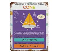 HDKYSWBUEJ Math Shapes Poster Metal Tin Sign Cones Vintage Geometry Educational Chart Classroom Wall Decor for Elementary School Office 8 X 12 inch