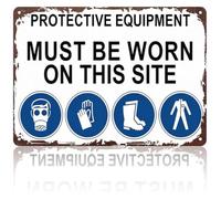 HDKYSWBUEJ Protective Equipment Instruction Metal Sign Funny Tin Wall-Art For Workshop Garage Factory Office Classroom Construction Site Laboratory 8 X 12 in
