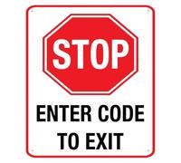 HDKYSWBUEJ Vintage Aluminum Metal Sign Enter Code To Exit Stop Sign for Security Gate Funny Wall Decor Colorful Design (8 X 12 in)