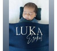 HDLOVE 100x80cm Personalised Baby Blankets, Cotton Knitted Blanket Personalized Embroidered Name Baby Boy Baby Girl Soft Blanket Baby Shower Breathable Stroller Blanket(Lake blue,Embroidery name)
