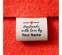 HDLOVE 25X50mm Custom Sew-On Clothing Tags, Personalized Fabric Labels with Name/Logo, Soft Satin Ribbon Sewing Tags for Kids' Clothes, Uniforms, Crafts, Handmade Items, Ideal for Gifts(50PCS)