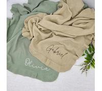 HDLOVE 75x95cm Personalised Baby Girl Gifts, Baby Blankets Newborn Soft, Name Personalized Soft Knitted Blanket Custom Embroidered Baby Ruffle Edge Blanket Newborn Blanket With Names(Green,E