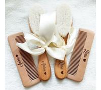 HDLOVE Personalised Baby Hairbrush, Custom Engrave Infant Name, Soft Baby Brush, Baby Brush Set, Personalized Birth Comb, Baby Hairbrush Newborn, Baby Hairbrush, Natural Bristles Wooden Hairbursh
