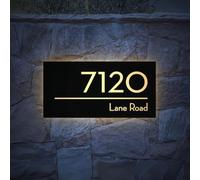 HDLOVE Personalised House Sign With LED Light, Custom Backlit Address Number Plaque Made From Acrylic With Name And Number For Unique Presentation And Enhanced Curb Appeal(Warm light)