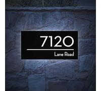 HDLOVE Personalised House Sign With LED Light, Custom Backlit Address Number Plaque Made From Acrylic With Name And Number For Unique Presentation And Enhanced Curb Appeal(White light)