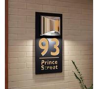 HDLOVE Personalized House Number Plaques, Custom Solar-Powered LED Lighted Door Sign with Street Name and Numbers, Weatherproof House Number Plaques for Home(6 * 9.8inch)