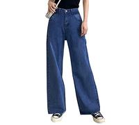 HDLTE Women Wide Leg Jeans High Waist Baggy Jeans for Women Loose Boyfriends Jeans Denim Pants Y2K 90s, A-blue, Large