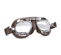 HDM Halcyon MK49 Leather Motorcycle Goggles for Open Face Helmets