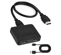 HDM Splitter 1 in 2 Out 4K for Dual Monitors 2 Port HDM Switch with Audio Synchronization Display Laptop for MacBook PC Desktop Full HD HDTV Blu-ray DVD, Fire Stick, Xbox, PS4, PS3