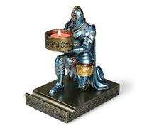 HDMbigmi King's Guard Kneeling Knight Candlestick Holders Resin Posture TeaLight Holder Warrior Mobile Phone Stand Pen Holder Candle Holder for Restaurant, Altar, Home Table(Blue)