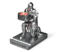 HDMbigmi King's Guard Kneeling Knight Candlestick Holders Resin Posture TeaLight Holder Warrior Mobile Phone Stand Pen Holder Candle Holder for Restaurant, Altar, Home Table(Silver)