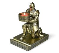 HDMbigmi King's Guard Kneeling Knight Candlestick Holders Resin Posture TeaLight Holder Warrior Mobile Phone Stand Pen Holder Candle Holder for Restaurant, Altar, Home Table(Bronze)